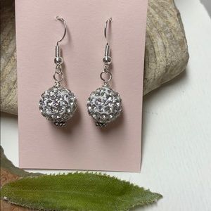 Pave sparkling rhinestone ball earrings handmade